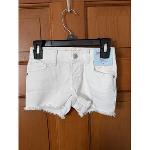 Girls' Cat & Jack White Mid Rise Jean Shorts Size 4T NTW Adjustable Waist